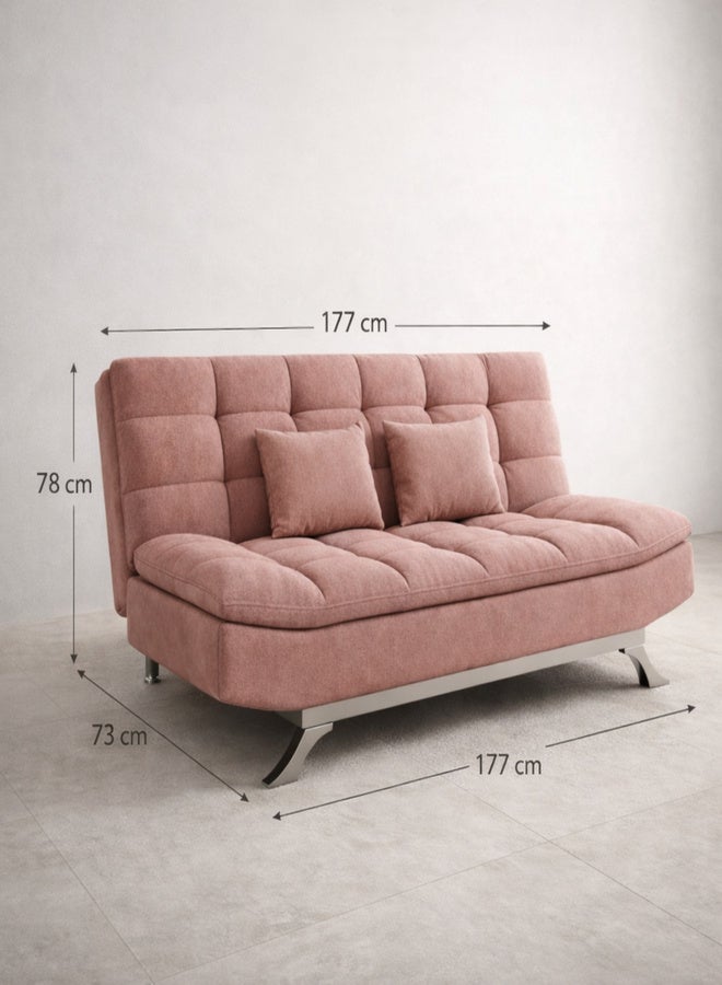 Harmony Home Suede Fabric Sofa Bed – Modern Folding Convertible Sofa Bed with Pillow, Compact Space-Saving Design for Living Room, Apartment, Dorm & Office - Light Pink - Image 3